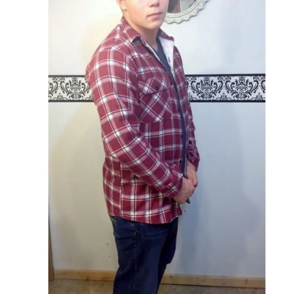 vintage Sears Quilted Plaid Flannel Shirt Medium - Picture 5 of 6